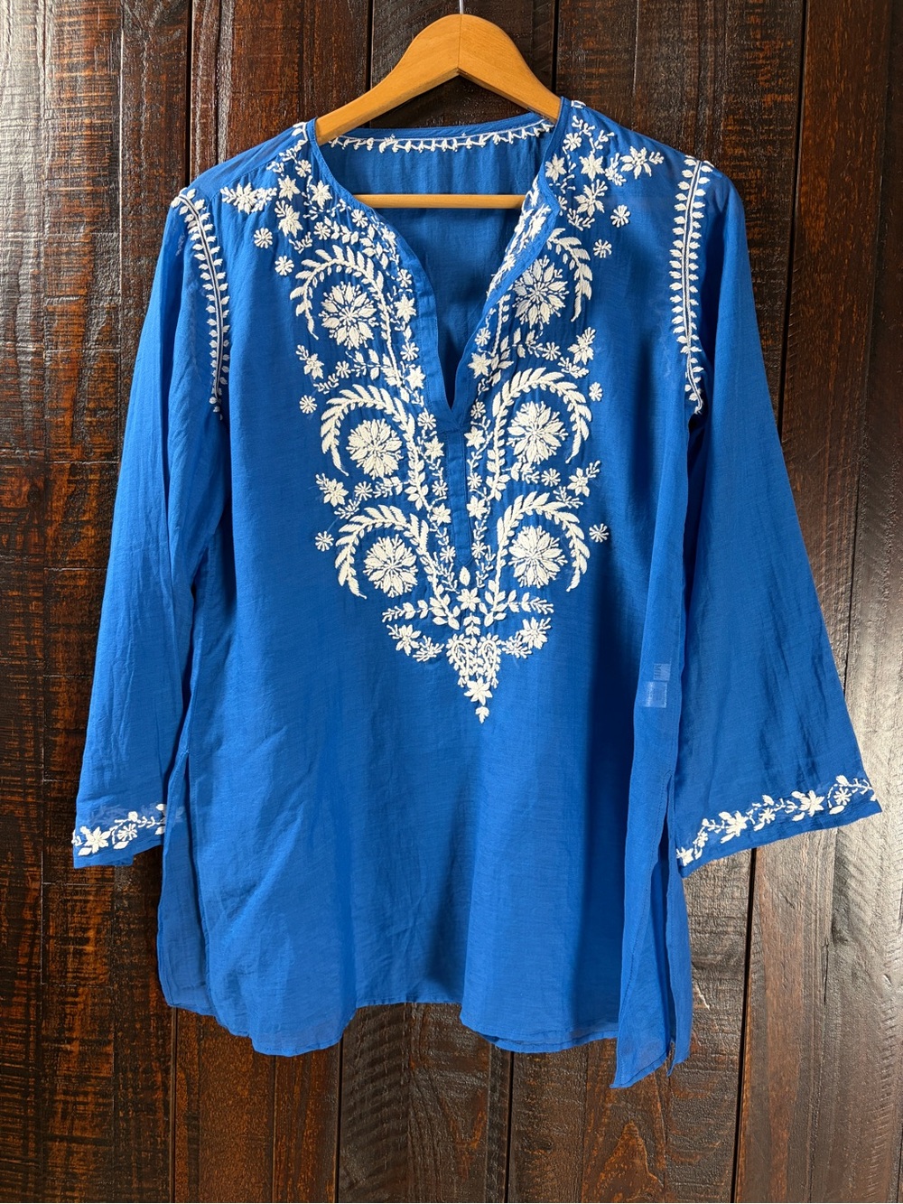 Women’s Semi Sheer Cotton & Silk Tunic Chikankari Kurti